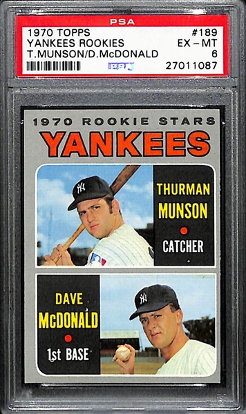 1970 Topps Thurman Munson (Yankees) Rookie Card #189 Graded PSA 6 (EX-Mint)