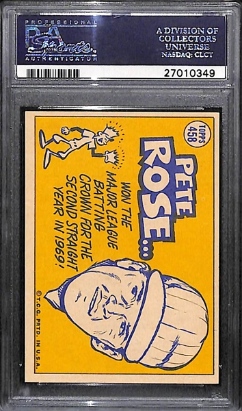1970 Topps Pete Rose Sporting News All Star (Reds) Card #458 Graded PSA 8 (NM-Mint)