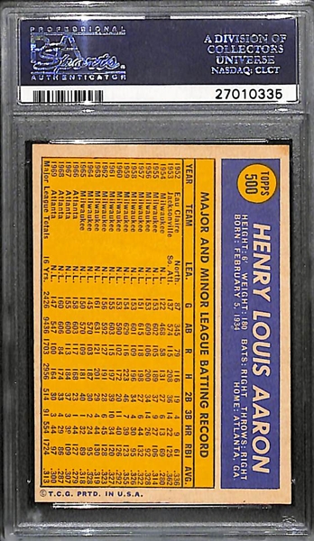 1970 Topps Hank Aaron (Braves) Card #458 Graded PSA 8 (NM-Mint)