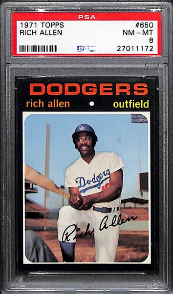 1971 Topps Rich Allen (Dodgers) High-Number Card #650 Graded PSA 8 (NM-Mint)