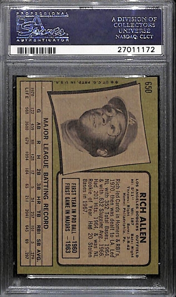 1971 Topps Rich Allen (Dodgers) High-Number Card #650 Graded PSA 8 (NM-Mint)