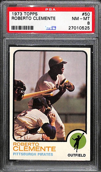1973 Topps Roberto Clemente (Pirates) Card #50 Graded PSA 8 (NM-Mint)