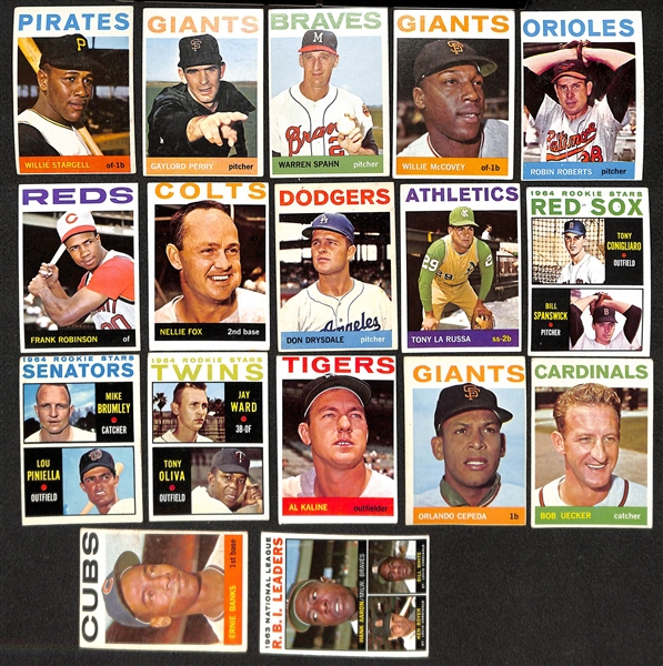 Lot of 410 Different 1964 Topps Baseball Cards w. Willie Stargell & 41 High Numbers