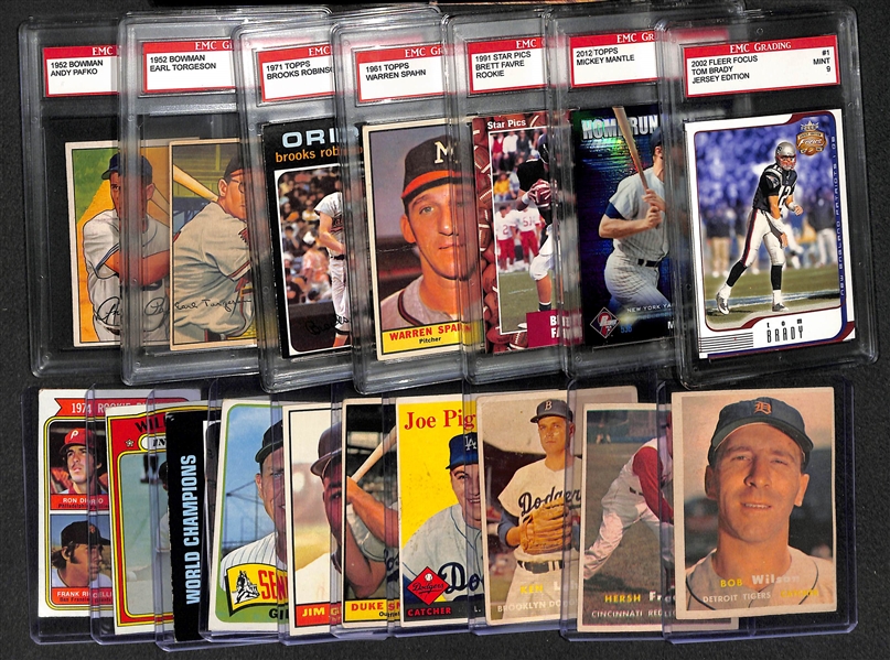 Lot of 17 Baseball & Football Cards w. 1952 Bowman Andy Pafko