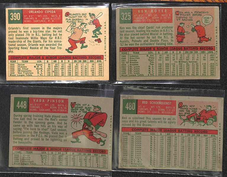 Lot of 90 - 1959 Topps Baseball Cards w. Orlando Cepeda
