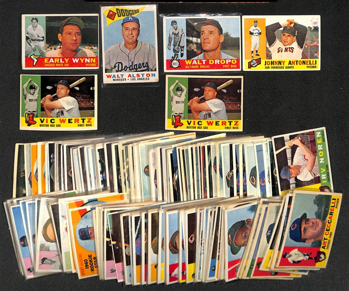 Lot of 150 Topps 1960 Baseball Cards w. Early Wynn