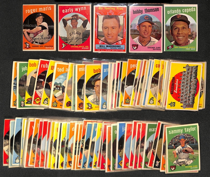 Lot of 84 - 1959 Topps Baseball Cards w. Roger Maris (2nd Year)