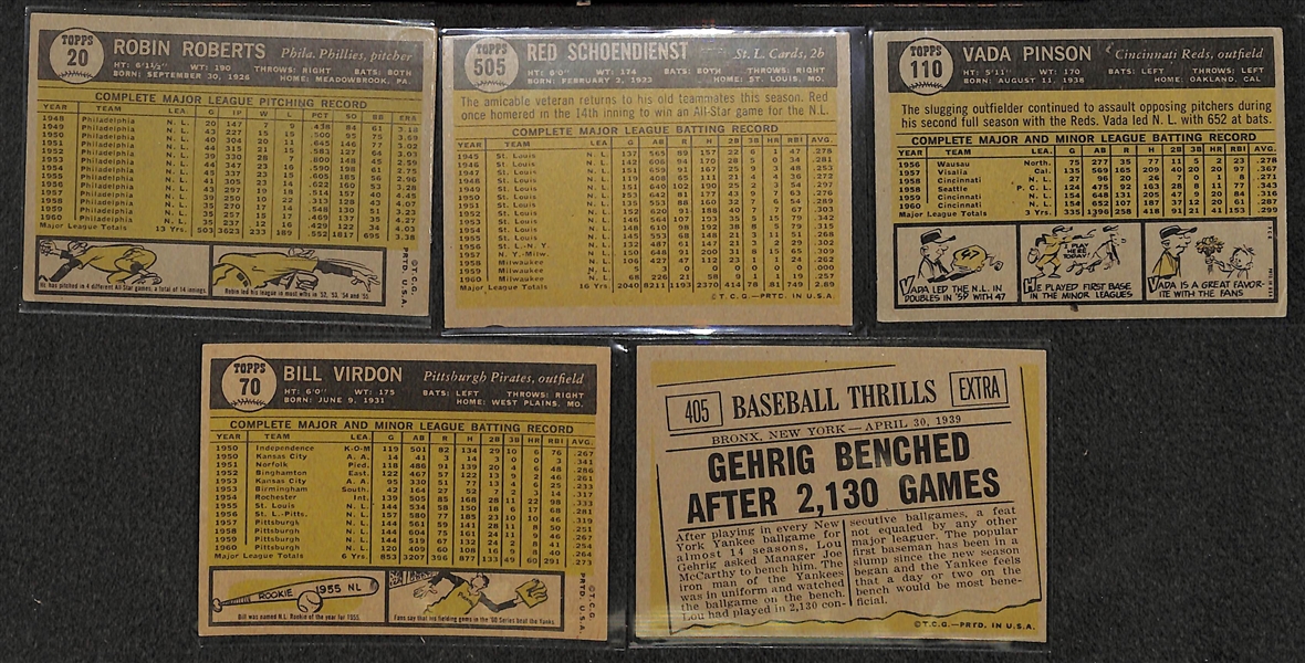 Lot of 123 - 1961 Topps Baseball Cards w. Robin Roberts