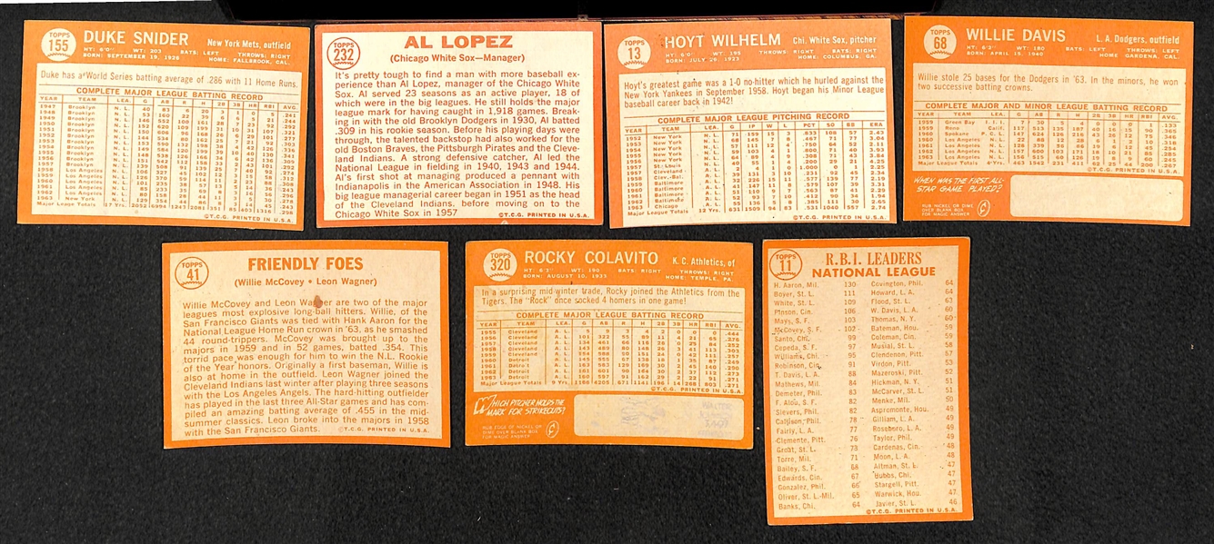 Lot of 200 - 1964 Topps Baseball Cards w. Duke Snider