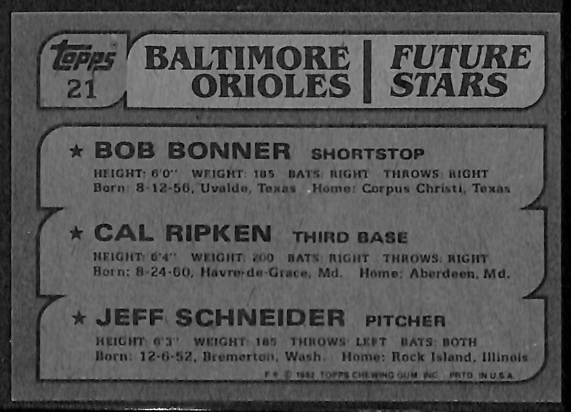 Lot of 3 Complete Sets - 1981 Fleer Baseball, 1981 Topps Baseball, 1982 Topps Baseball w. 1982 Cal Ripken Jr Rookie Card