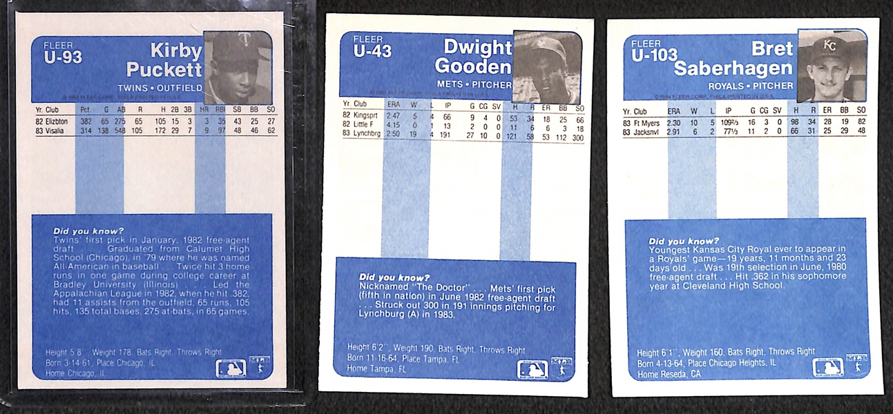 1984 Fleer Update Near Complete Set w. Kirby Puckett Rookie Card-  131 of 132 Cards