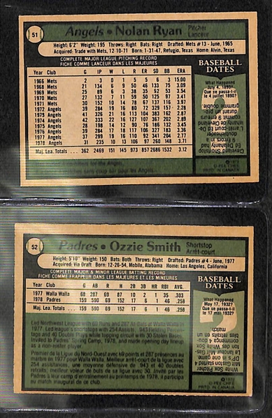 1979 Topps O-Pee-Chee Baseball Card Complete Set - 374 Cards - w. Ozzie Smith Rookie Card