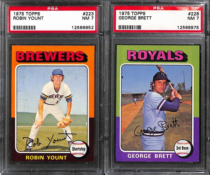 1975 Topps Baseball Card Complete Set of 660 Cards w. Yount RC PSA 7 & Brett RC PSA 7