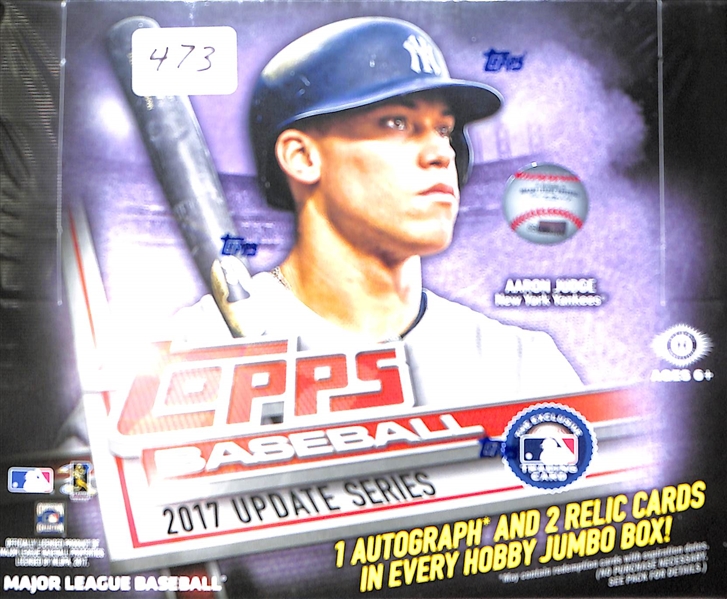 2017 Topps Update Jumbo Baseball Sealed Hobby Box - 1 Auto & 2 Relics