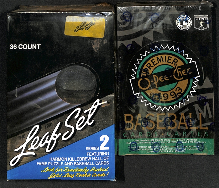 Lot of (4) Unopened/Sealed Baseball Hobby Boxes (1991-1994) w/ 1991 Leaf Series 2, 1993 OPC Premier, 1994 Donruss, 1994 Fleer