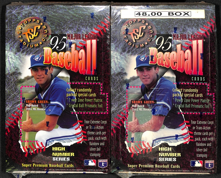 Lot of (5) Unopened/Sealed Baseball Hobby Boxes (1995-1996) inc. (2) 1995 Stadium Club High Number Series and (3) 1996 Stadium Club Series 2