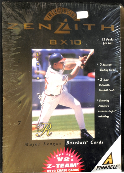 Lot of (3) Unopened/Sealed 1997 Pinnacle Zenith 8x10 Baseball Card Boxes (12 Packs/Box, 5 Cards per Pack (two 8x10 cards/pack) 