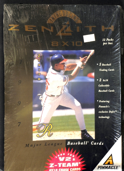 Lot of (3) Unopened/Sealed 1997 Pinnacle Zenith 8x10 Baseball Card Boxes (12 Packs/Box, 5 Cards per Pack (two 8x10 cards/pack) 