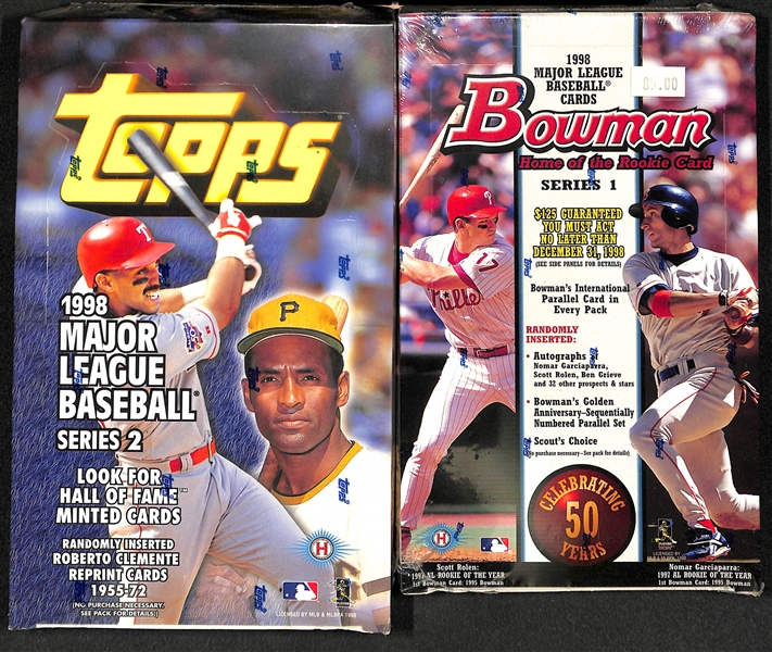 Lot of (4) Unopened/Sealed 1998 Baseball Hobby Boxes inc. Topps Series 2, Bowman Series 1, and (2) Bowman Series 2