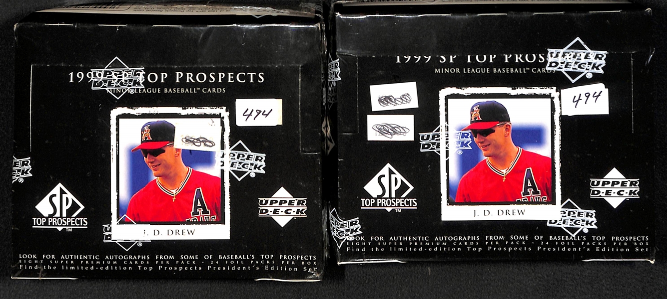 Lot of (5) Unopened/Sealed 1998-1999 Baseball Boxes inc. (2) 1999 UD SP Top Prospect Boxes, (2) 1998 Pinnacle Performer Boxes, and (1) 1998 Pinnacle Plus Box