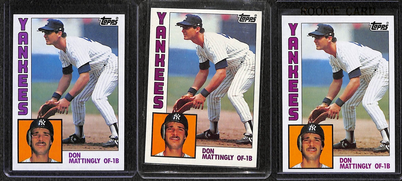 Lot of over 40 Don Mattingly Cards (7 Rookies, inc. two Beckett BCCG 9 Donruss Cards)