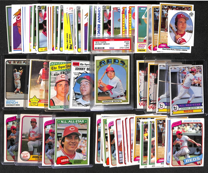Lot of (65) Johnny Bench Cards From 1969 Through 1983