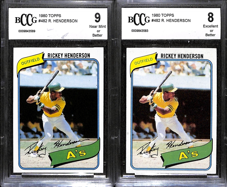 Over 60 Rickey Henderson Cards Including (2) Graded Rookies