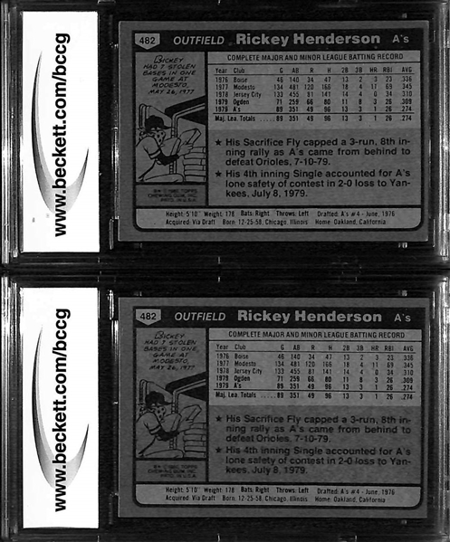 Over 60 Rickey Henderson Cards Including (2) Graded Rookies