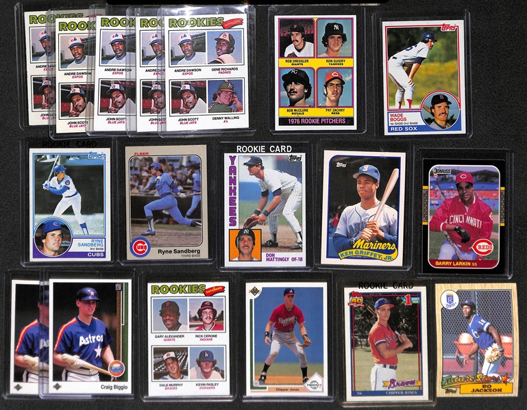 Lot of (50) Baseball Rookies from 1970s-1990s (Mostly Stars and HOFers) w/ (5) Andre Dawson