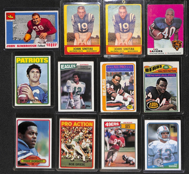 Lot of (38) Football Cards (w/ Stars and Rookies) from 1955-Present
