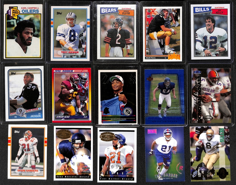 Lot of (70) Football Rookies from the 1970s - 2000s inc. Earl Campbell