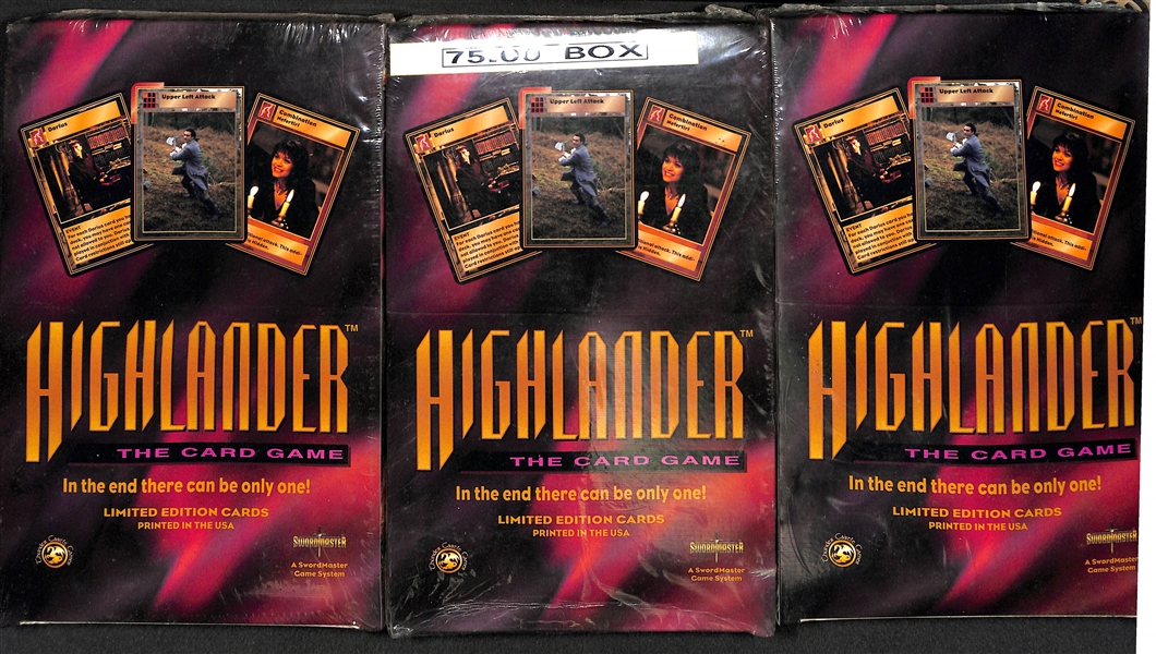 3 Sealed Boxes of 1996 Thunder Castle Highlander The Card Game