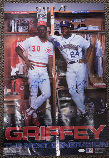 Ken Griffey and Ken Griffey Jr. Signed 16 x 24 Poster - JSA