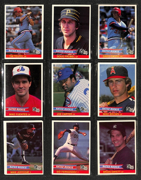 1984 Donruss Baseball Card Set in Donruss Binder (Mattingly, Carter, Strawberry Rookies)