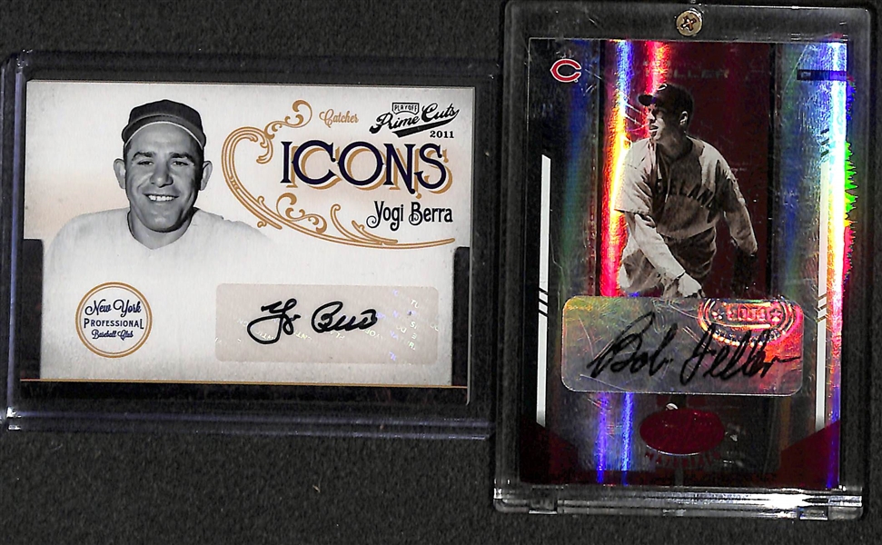 Baseball Card Certified Autograph Lot w/ Yogi Berra, Bob Feller, Rollie Fingers, +