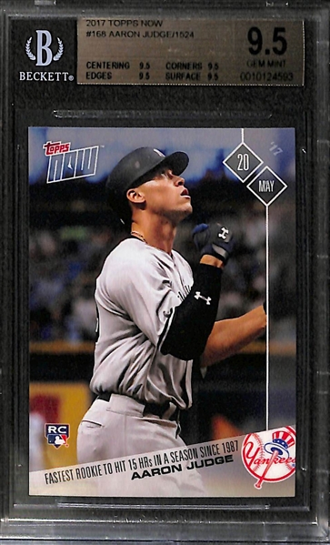Aaron Judge Rookie BGS Gem Mint 9.5 Lot of (2) Different Limited Edition 2017 Topps Now Rookie Cards
