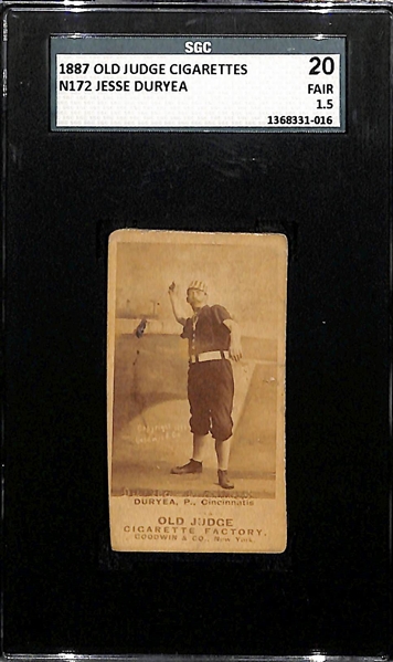 1887 Old Judge Cigarettes N172 Jesse Duryea Card SGC 1.5