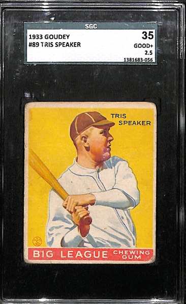 1933 Goudey #89 Tris Speaker - SGC 35 (2.5)