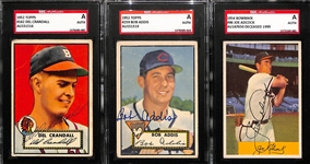 Lot Of 3 Signed 1952 Topps & 1954 Bowman Baseball Cards