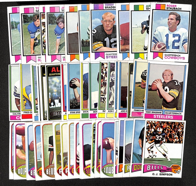 Lot of 50 Topps Football Cards 1973-1976 w. Staubach