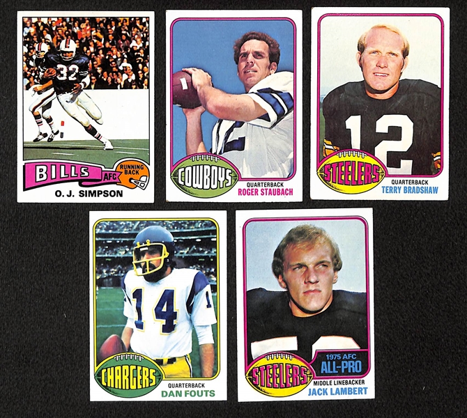Lot of 50 Topps Football Cards 1973-1976 w. Staubach