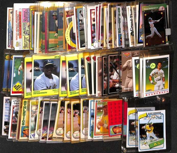 Lot Of 130 Assorted Rickey Henderson Cards