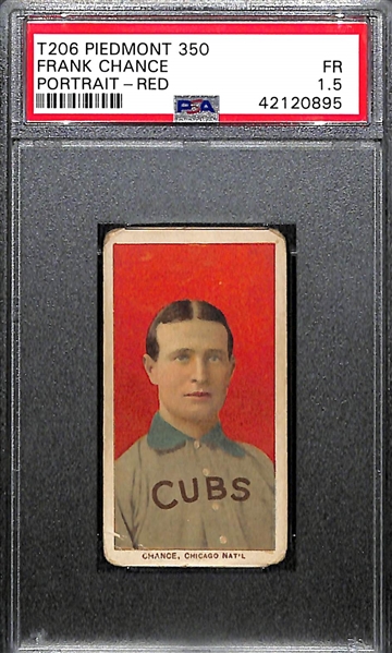 1909-11 T206 Frank Chance (HOF) Portrait-Red, Piedmont 350 Subjects Graded PSA 1.5
