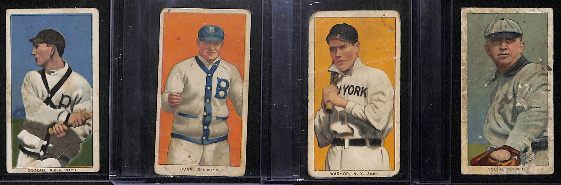 Lot of 4 1909 T206 Cards w. Cy Young (All w/ Tolstoi Factory #30 backs)