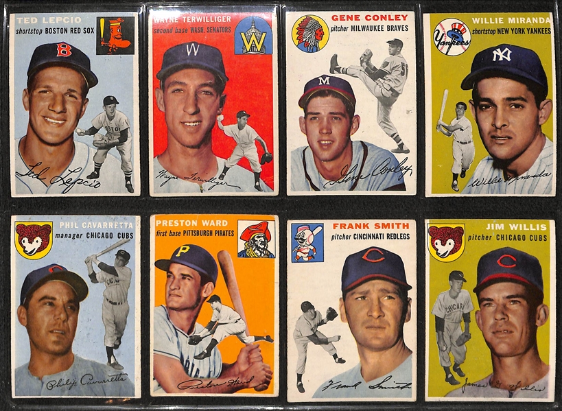 Lot of 76 Assorted 1954 Topps Baseball Cards w. Billy Herman