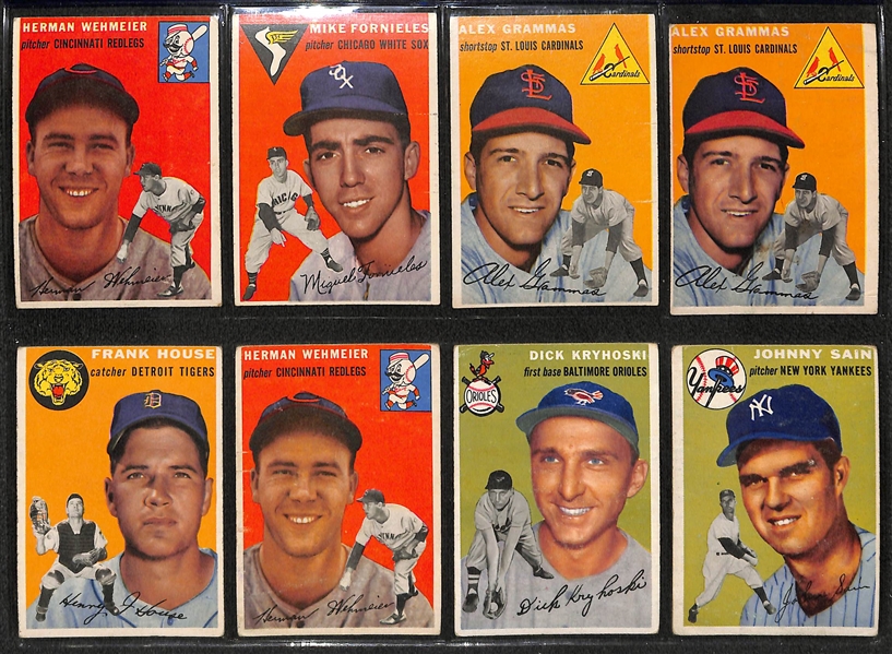 Lot of 76 Assorted 1954 Topps Baseball Cards w. Billy Herman