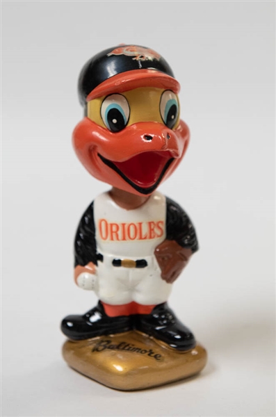 1966-1971 Baltimore Orioles Mascot Bird Bobble Head - Gold Diamond Base - w. Original Box - NM!