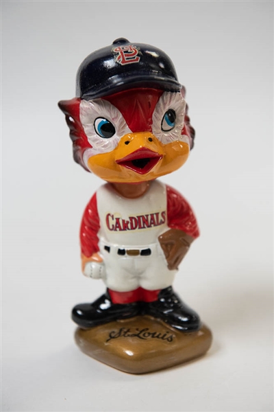 1966-1971 St Louis Cardinals Mascot Bird Head Bobble Head - Gold Diamond Base - w. Original Box