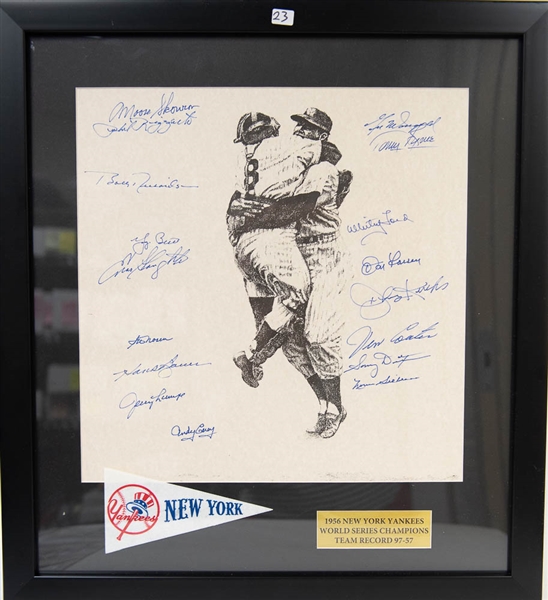 1956 Yankees Team Signed & Framed Photo Print - PSA/DNA