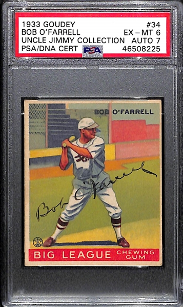 1933 Goudey Bob O'Farrell #34 PSA 6 (Autograph Grade 7) - Pop 1 (Highest Grade by Far!) - d. 1988